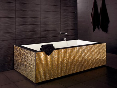 DesignTaleStudio Gold Mosaic-Tiled Tub