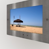 Electric Mirror Recessed In-Shower Brushed Steel Waterproof TV