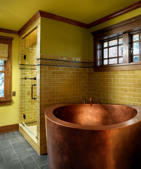 Copper soaking tub.